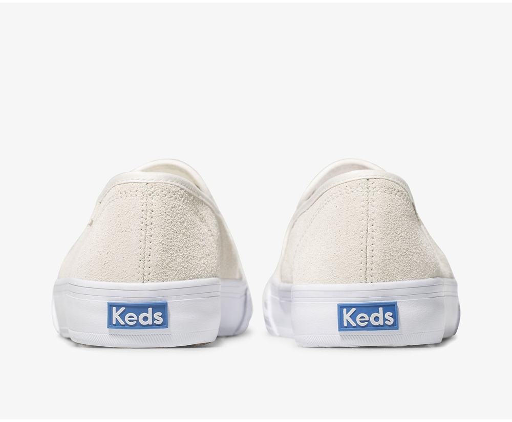 Slip Ons Keds Mujer Blancas - Double Decker Suede - 917-ENXRMD